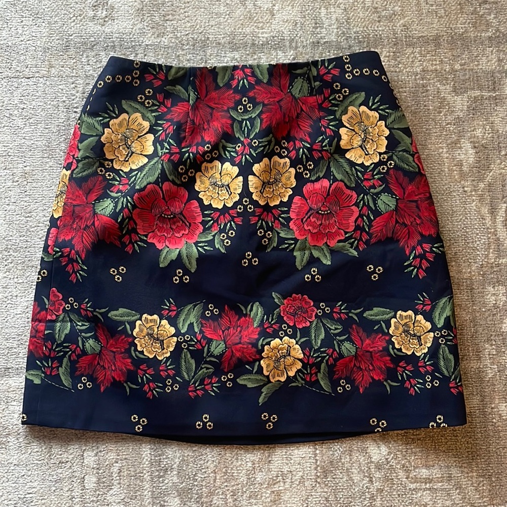 Navy Floral Skirt